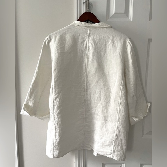 Linda Allard Ellen Tracy Unstructured White Linen Blazer - Picture 6 of 9